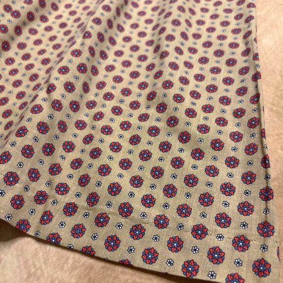 Vintage 70s Floral Polka Dot Print Midi Skirt Tan A Line Boho Retro Mod Hippie - Picture 3 of 7